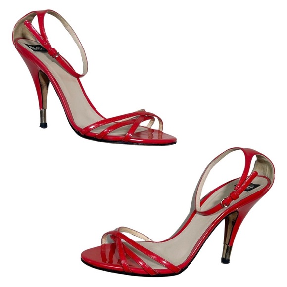 Dolce & Gabbana Ankle Strap Open Toe 4” Heel Pumps Red Women’s Size US 8 / 38 - Picture 4 of 7